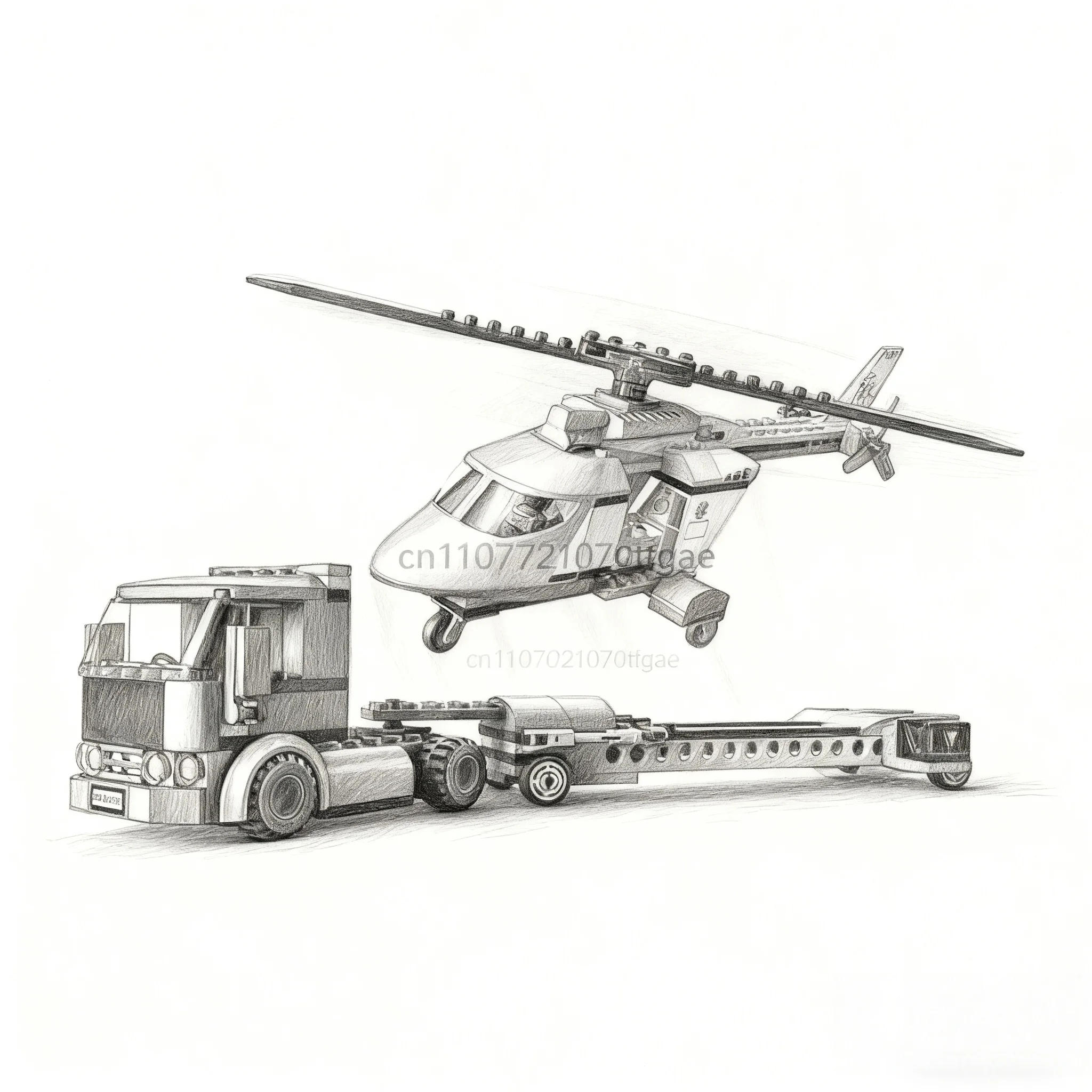 

2025 Rescue helicopter transporter building block model Assembly technology building block toy Children Adult Christmas Gift