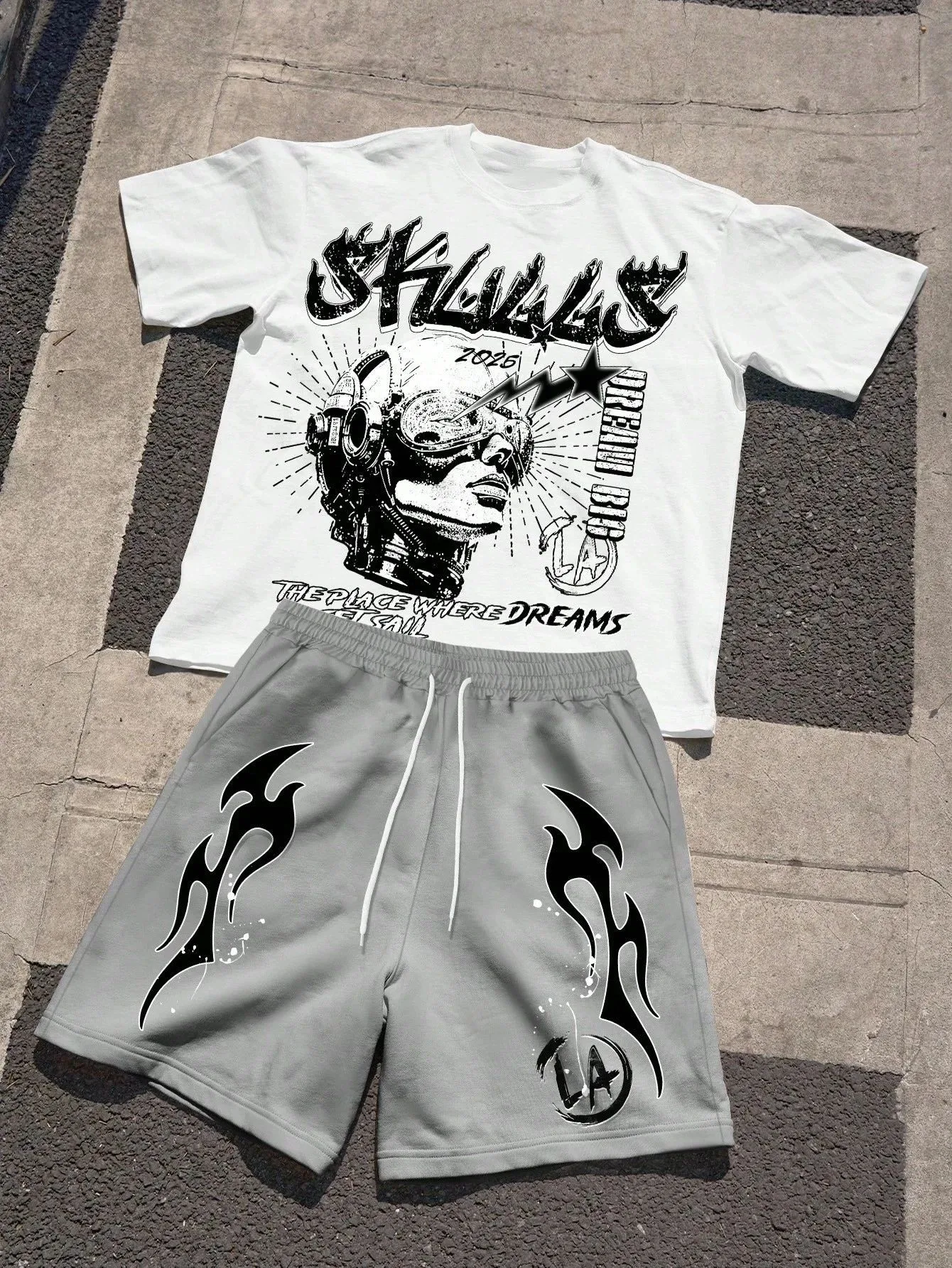 2025 Summer Men's and Women's Fashionable and Comfortable Letter 3D Printed Round Neck T-shirt Shorts Set Outdoor Casual Top