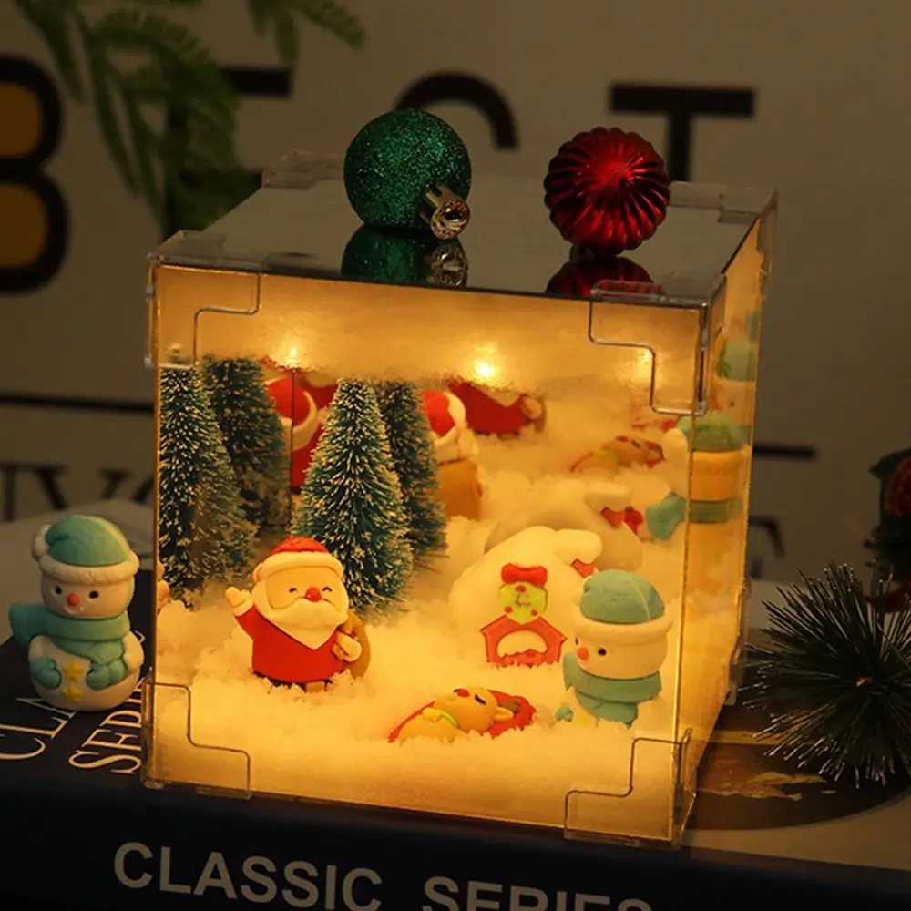 Luz de noche de Navidad DIY, cubo hecho a mano USB, decoración de escritorio, cubo espacial 3D, luz nocturna de Ambiente de Navidad