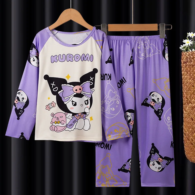 

2026 New Sanrio Girls Cartoon Pajamas Long Sleeve Spring Autumn Home Clothes Set Cute Design Comfortable Sleepwear for Kids