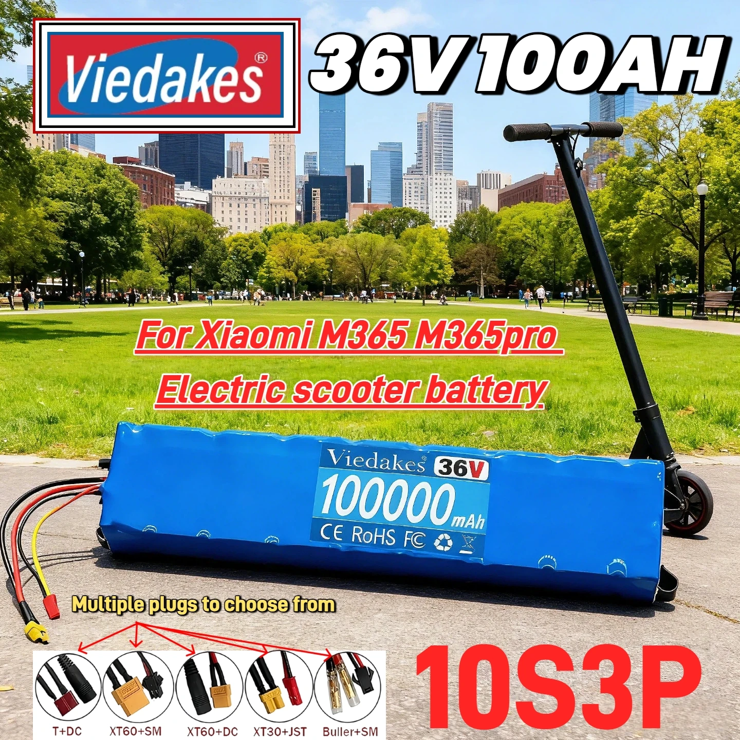 

36V Waterproof Electric Scooter Lithium Battery, 10S3P 800W Power Modified 36V Electric Scooter Battery with BMS SYP XT60 JST✅