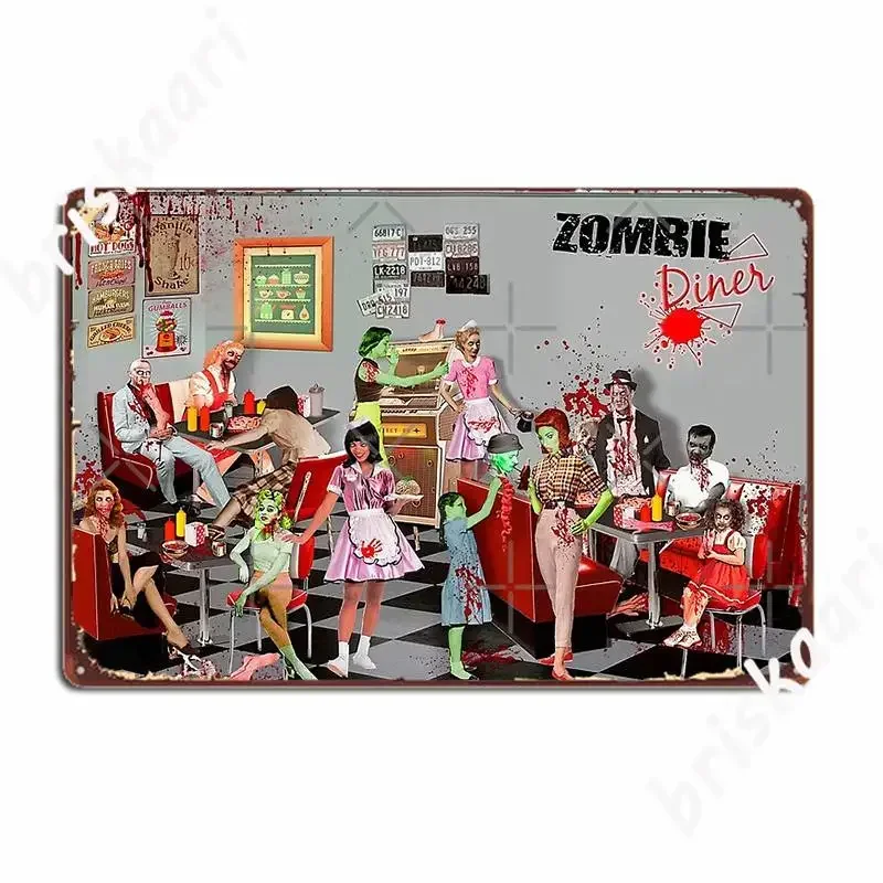 Zombie Diner Poster Metal Plaque Wall Plaque Living Room Pub Create Tin Sign Poster