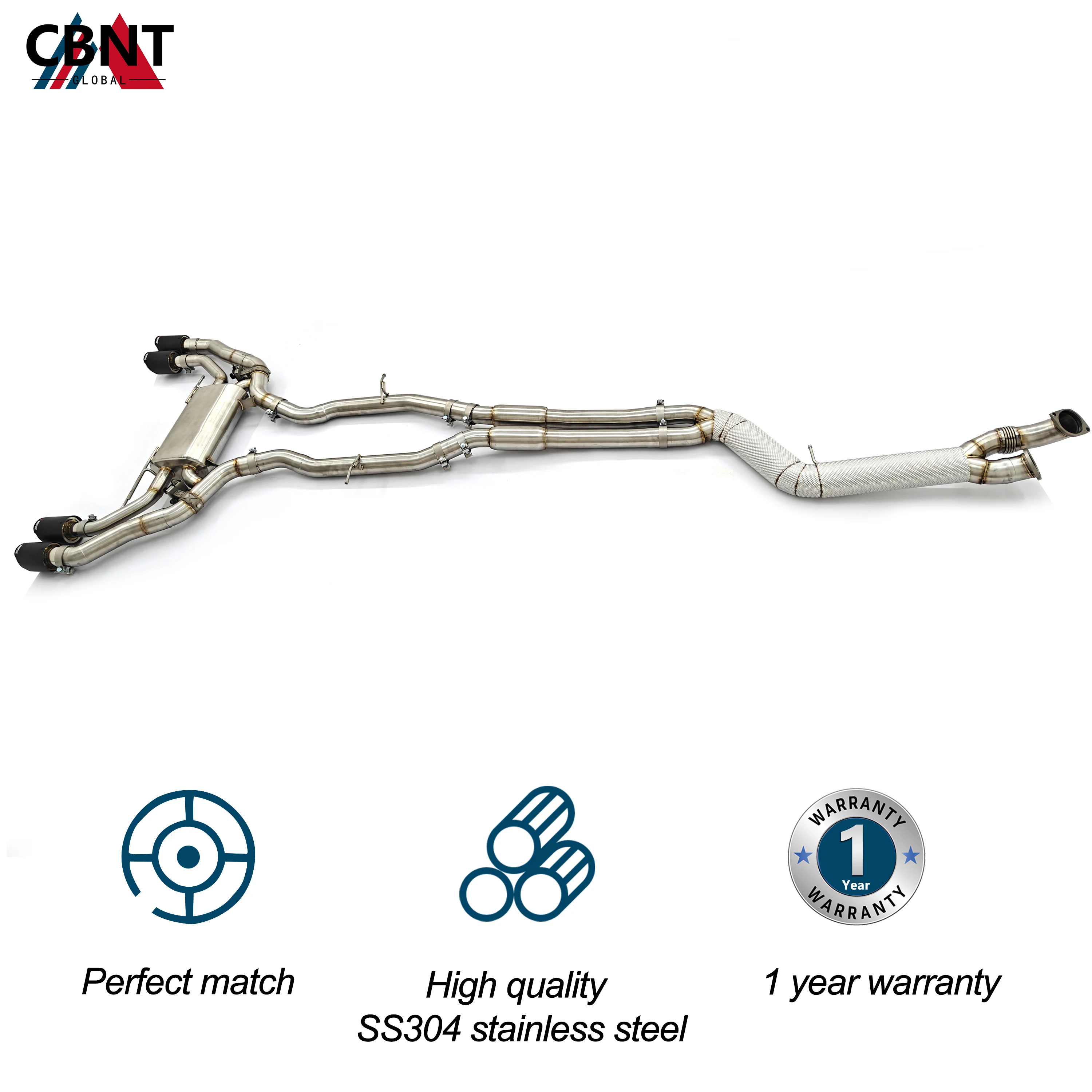 عادم CBNT عالي الجودة من الفولاذ المقاوم للصدأ لسيارات BMW S58 X3M G01 X4M G02 3.0T كاتم صوت Valvetronic أنبوب واحد متوسط Catback 4 "أنبوب متوسط