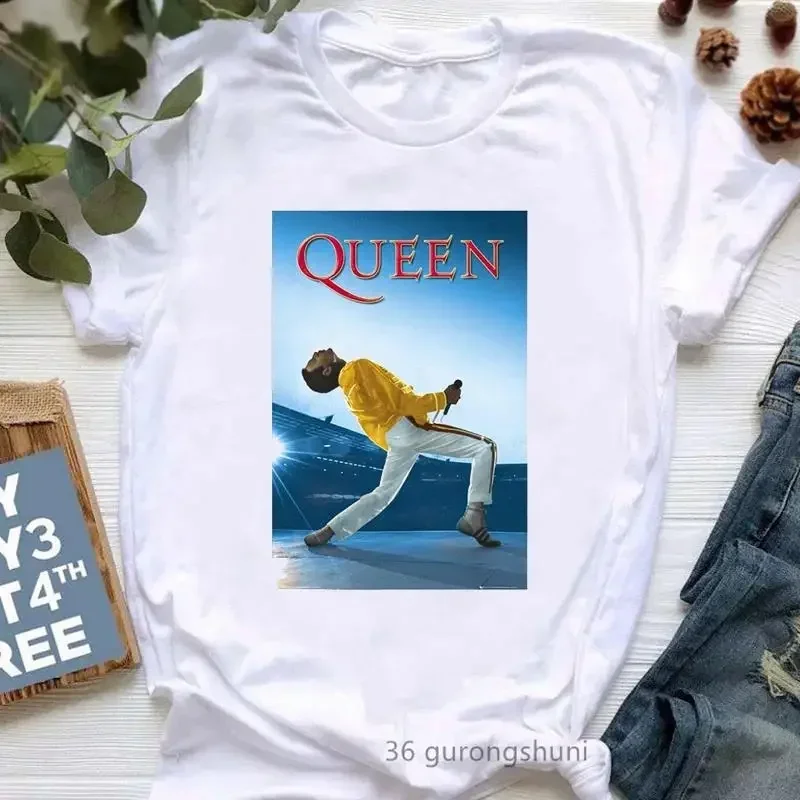 Freddie Mercury T shirt Queen band T shirt summer Harajuku tfashion casual print crew neck short sleeve plus size T shirt Women