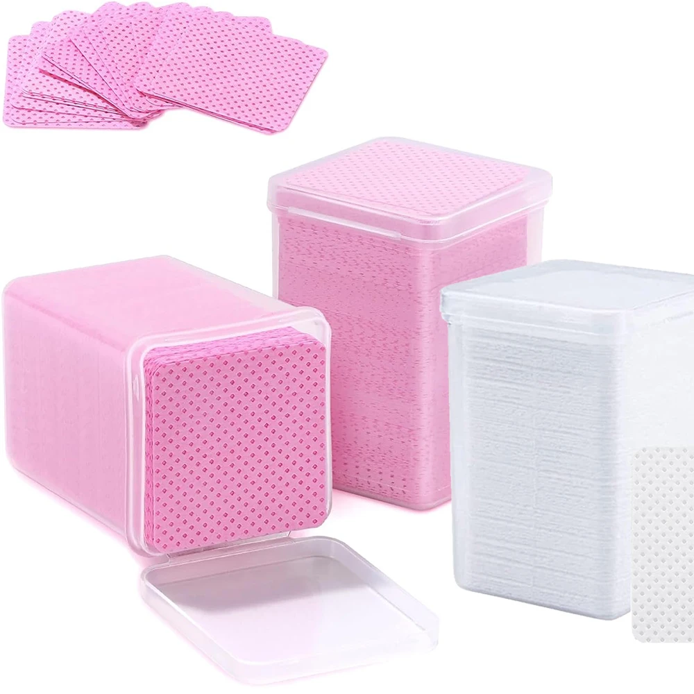 200 قطعة/صندوق خالية من الوبر مناديل الأظافر هلام مزيل طلاء الأظافر مناديل ماصة الأسيتون مسمار الغراء البولندية نظيفة حل ماجيك الاشياء الوسادة