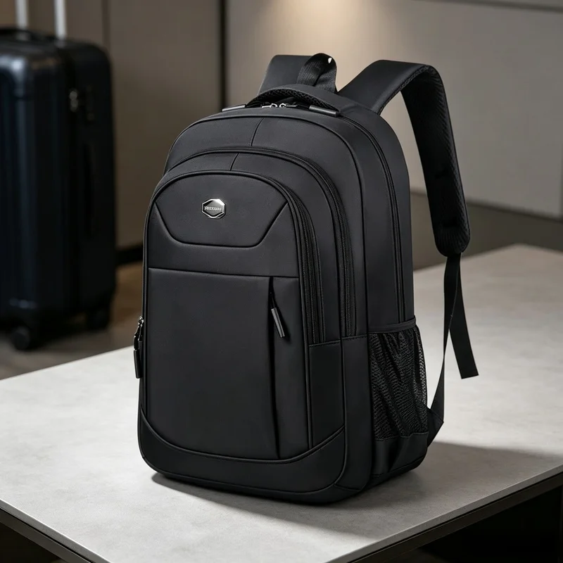Solid‑Color Casual Backpack for Men Women, Lightweight Double‑Shoulder Daypack for Business Commute Travel Daily Work