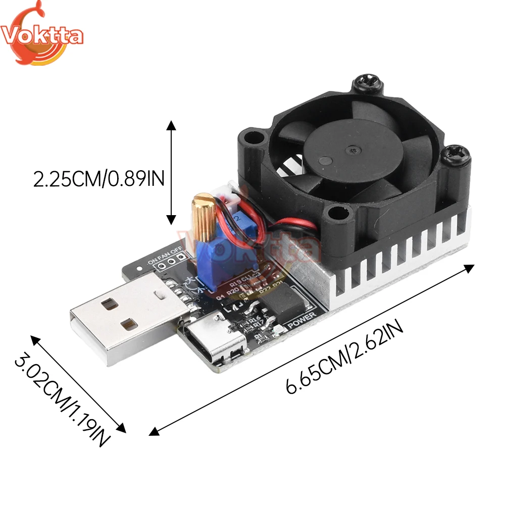 Tester obciążenie USB Tester baterii regulowany starzejący się moduł rozładowania prądu stałego Tester rezystancji DC 3.7-20V 3A 25W