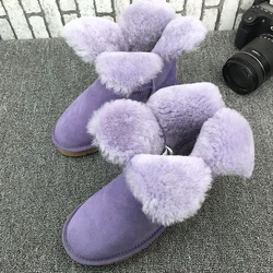 Top Quality Australia Snow Boots Genuine Leather Warm Natural Fur Winter Boots Women Shoes Real Sheepskin Wool Women Ankle Boots