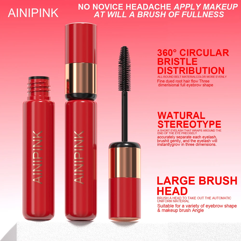 Ainipink Waterproof Fiber Lash Mascara Black Long-Lasting Formula Thick Curly Eyelashes Ideal Gift for Women