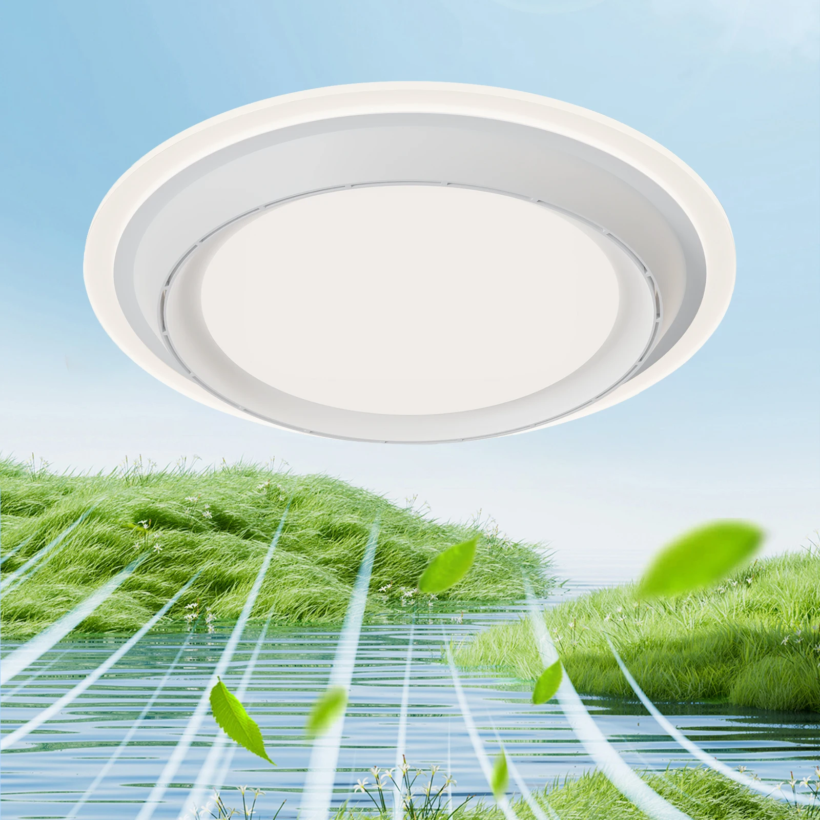 Frosted Ceiling Light Fan Modern Led Home Ceiling Lighting Leafless Dimmable Ventilation Fan Light Fixtures for Ceiling