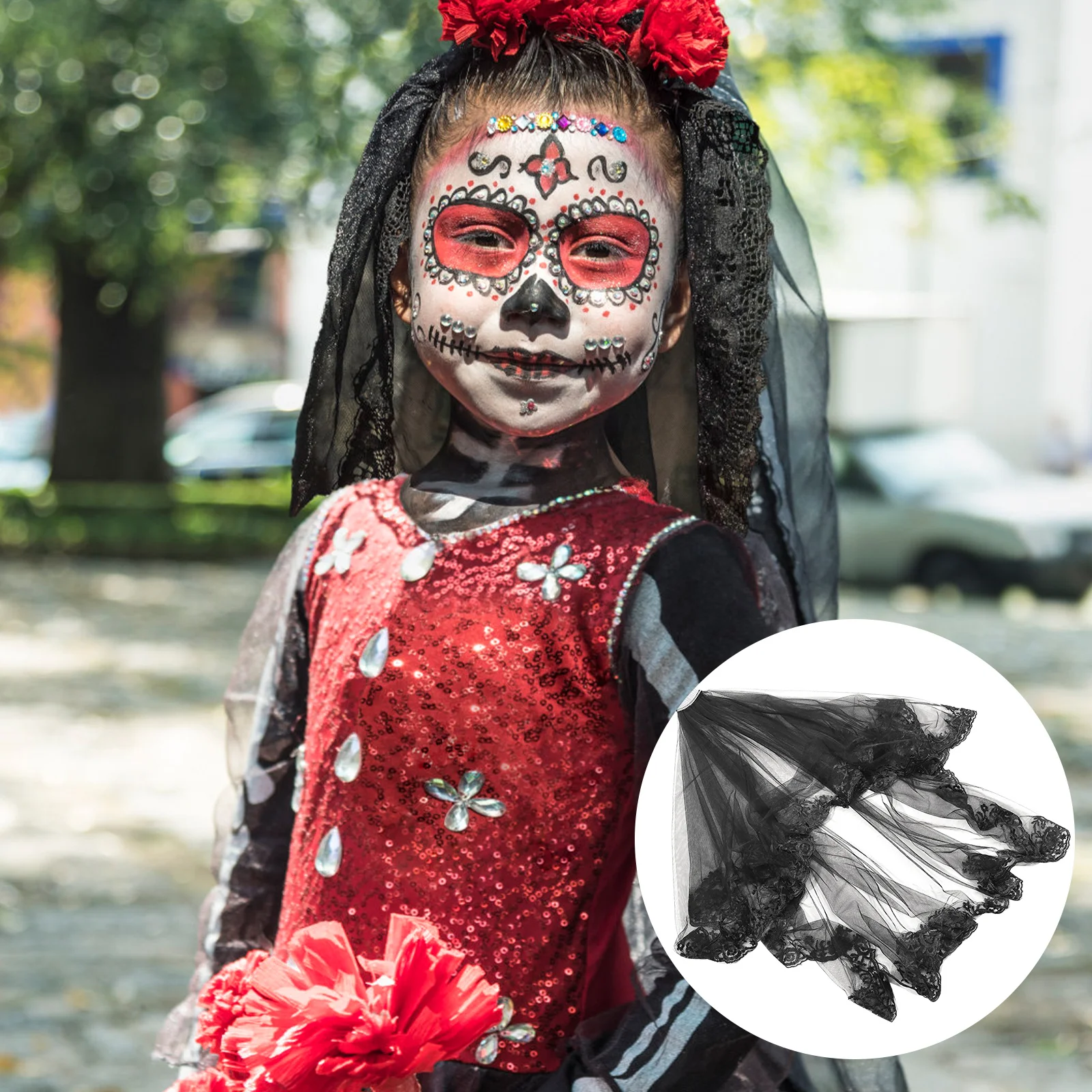 

Black Long Lace Veil for Bride Wedding Soft Durability Photography Cosplay Halloween Party Elegant Hair Accessory