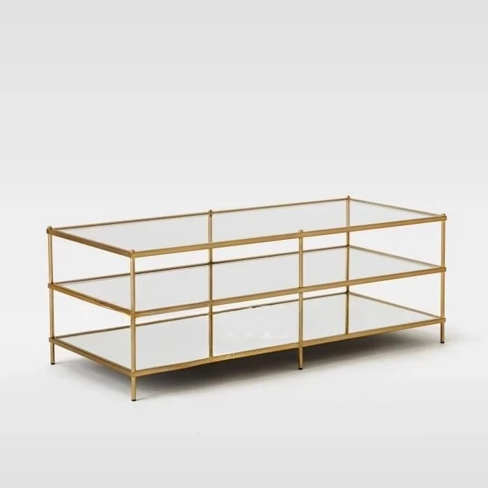 New Modern Furniture Simple Sofa Paired Coffee Table Office Stainless Steel Titanium Edge Terrace Coffee Table