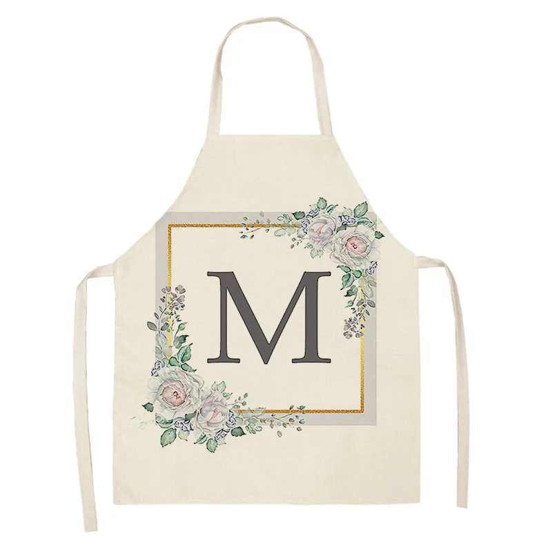 Home wreath Letter Pattern Apron Women Men child Linen Stain Resistant Apron Cooking Household Cleaning Tool Kitchen Utensils