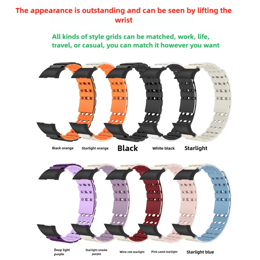 حزام مغناطيسي للحفاظ على الفرقة 3 سوار سريع الإصدار بفتحات هوائية قابلة للتنفس وقابلة للغسل من السيليكون سوار ساعة ذكية رياضي للرجال والنساء