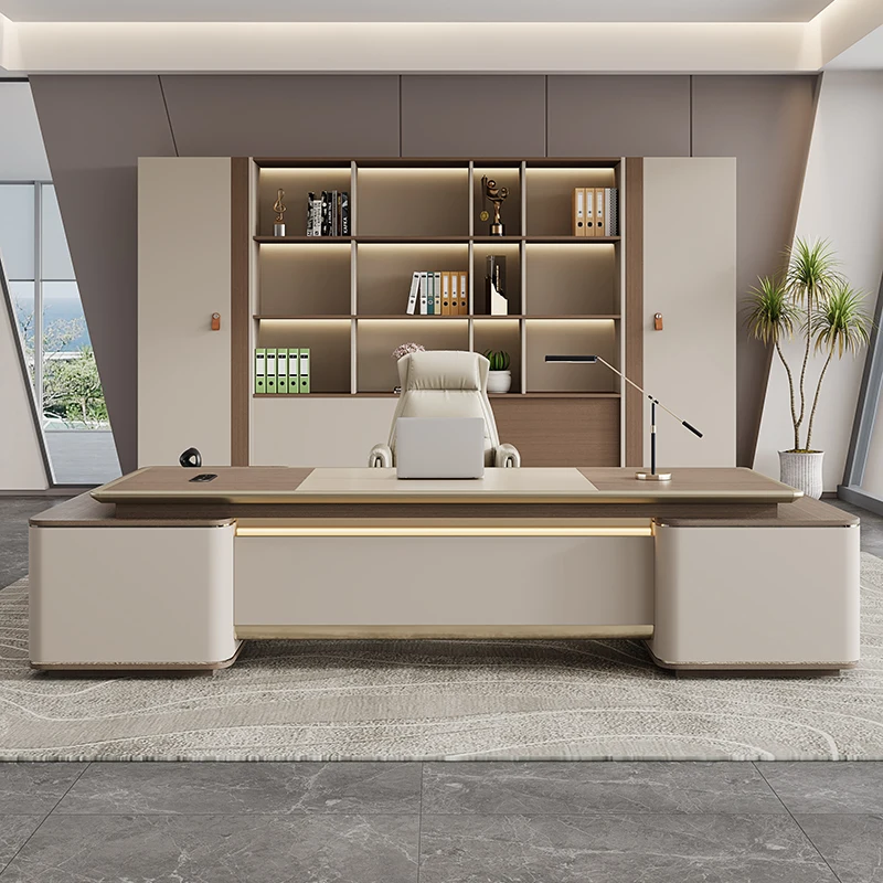 

Легкий роскошный письменный стол и стул, президентский стол, простой общий стул для комнаты менеджера, большой письменный стол, офисная мебель