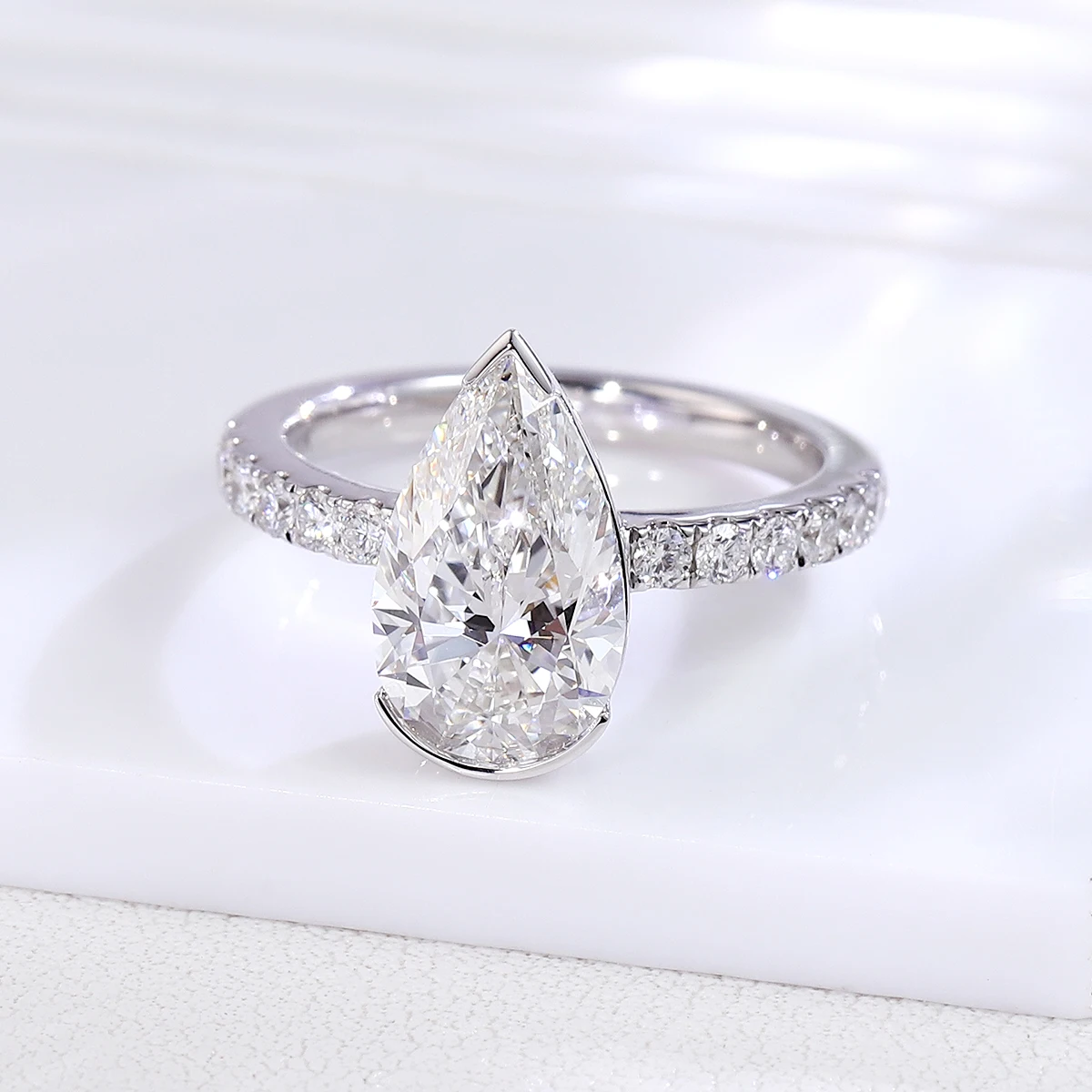 Provence Luxury Solitaire Ring half band 9K10K Gold IGI 3ct Lab Diamond wedding bands Engagement cocktail Fine jewelry Gifts view 3