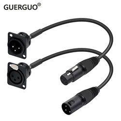 D-Type XLR Panel Mount to XLR Connector Pass Through Cable,3Pin XLR Female to Male Converter Compatible with Microphone 0.3M-15M
