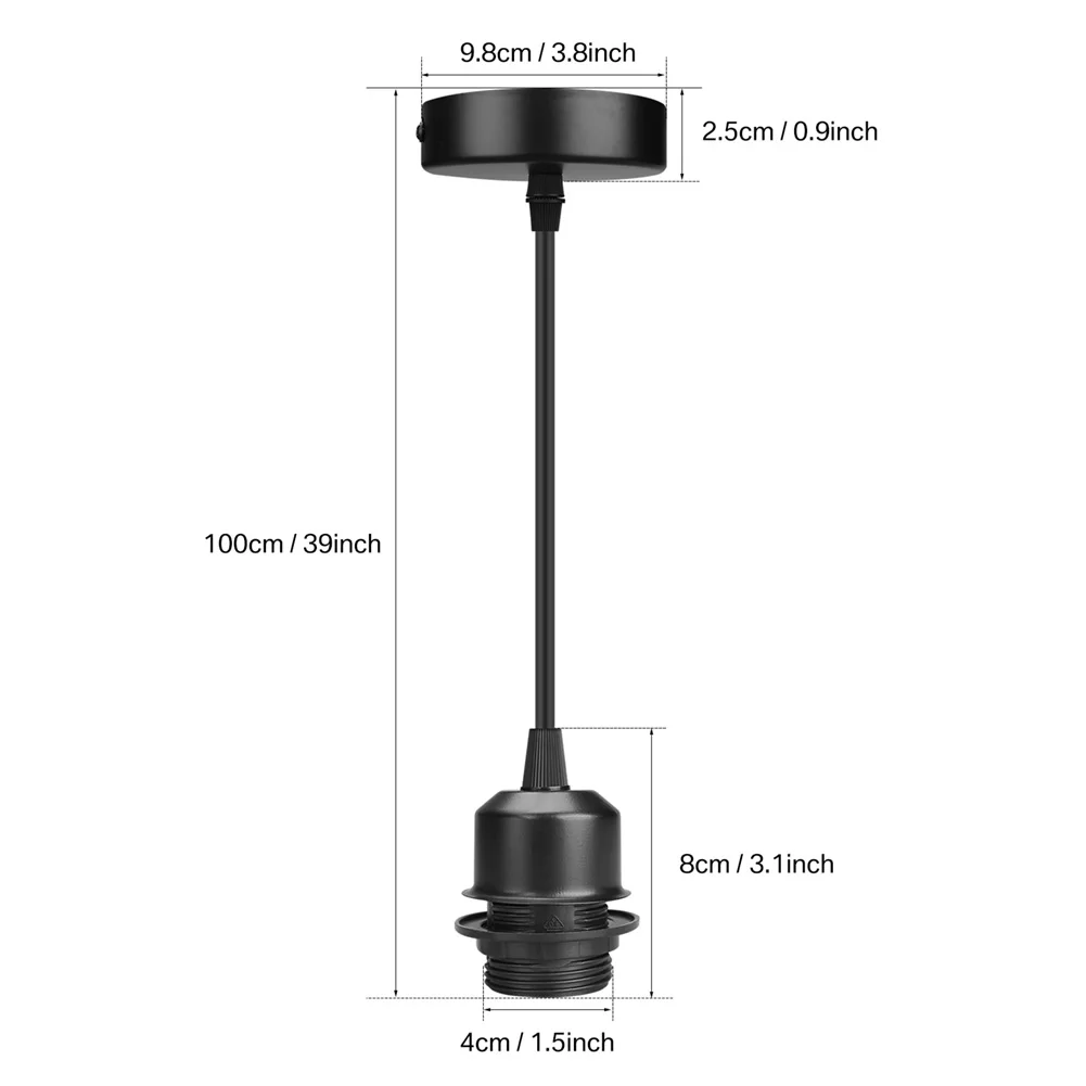 E27 Pendant Lamp Holder Hanging Lighting Kit Copper Socket with Line DIY Retro Lampholder Black/White Ceiling Fixture Screw-type