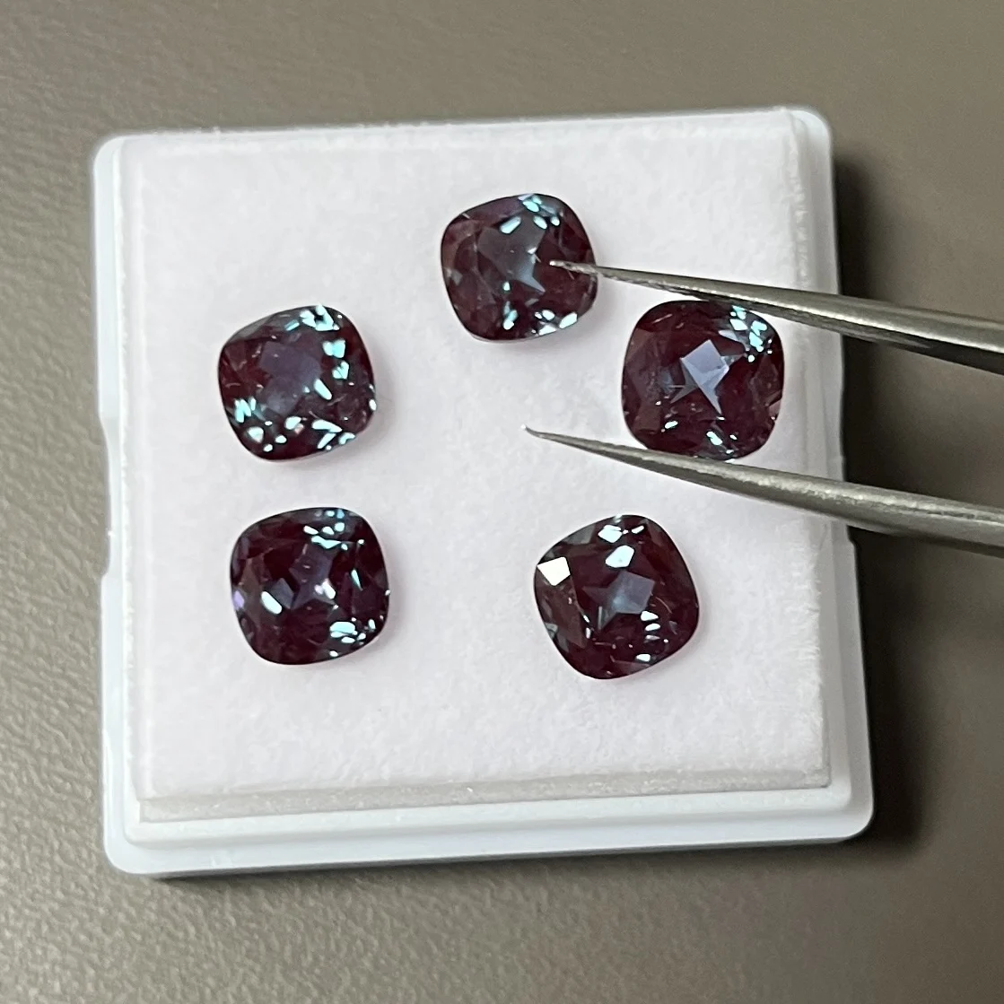 8x8mm Cushion Cut Alexandrite Stone Water Drop Lab Created Alexander Color Change Purple Green Gemstone