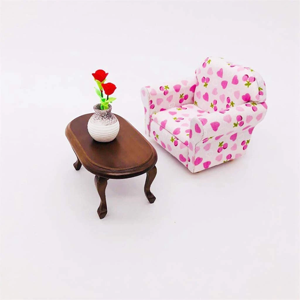 1:12 Miniature Furniture Teatable Coffee Table Living Room Toy Red Table, Decoration Accessories