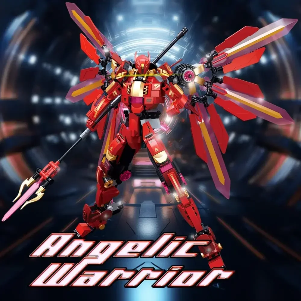 Blocs de construction Red Halberd Athena, 511 pièces, briques flamme Mecha, modèle de figurine, affichage de bureau, ornements, jouets de vacances pour enfants, bricolage