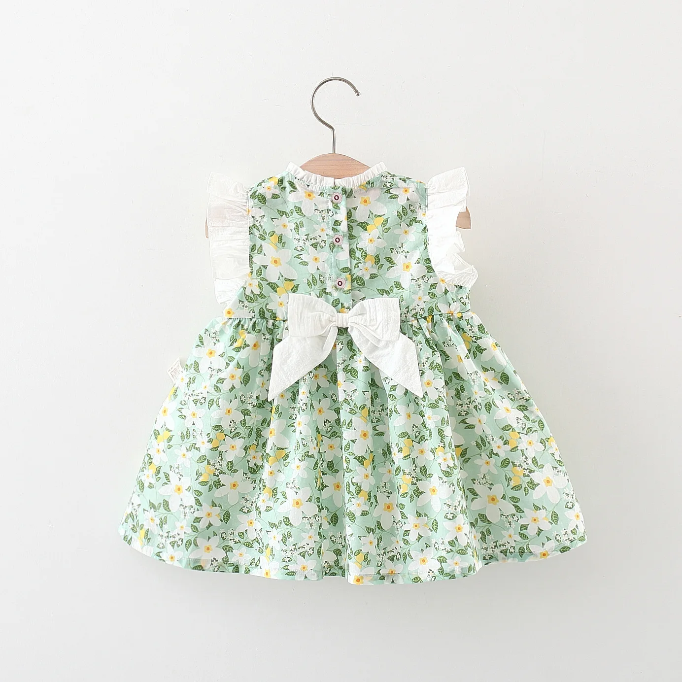 Summer New Sweet And Fresh Dress For Baby Girls Childrens Summer Thin Princess Dress Girls Green Flower Dress