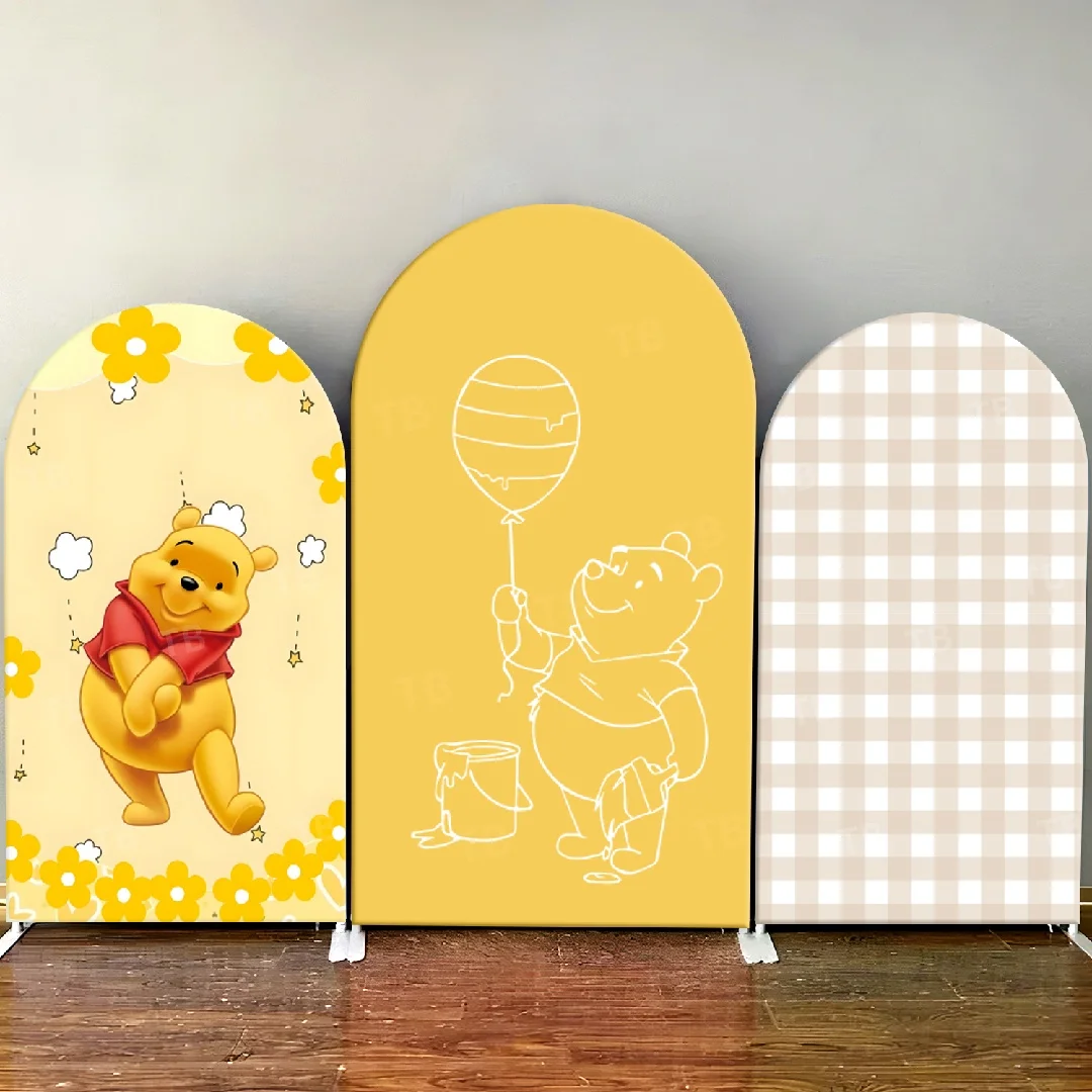 

TB Disney Winnie The Pooh Theme Arch Backdrop Cover Baby Shower Kids Birthday Party Background Decor Photography Elastic Fabric