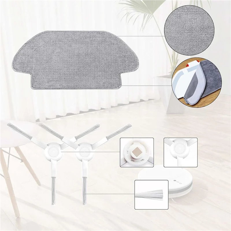 

AT21-2 Set For Xiaomi Mi Robot Vacuum Mop 2S / Mop Pro/Mop P/Robot S12/S10 EU/STYJ02YM Main Side Brush Hepa Filter Mop Cloth