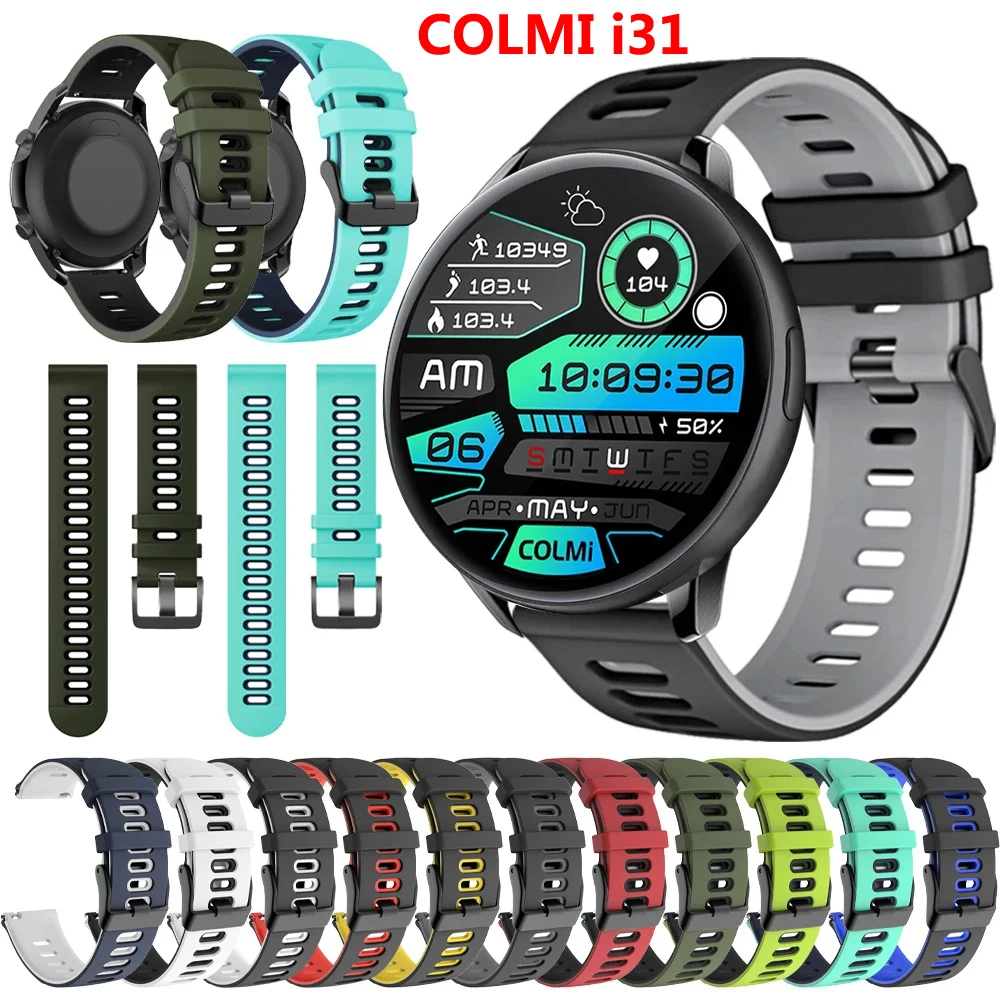 

Sports Rubber Strap for COLMI i31 C61 C60 C80 Swim Silicone Soft Watchband 20mm 22mm Belt Replacement Accessorie