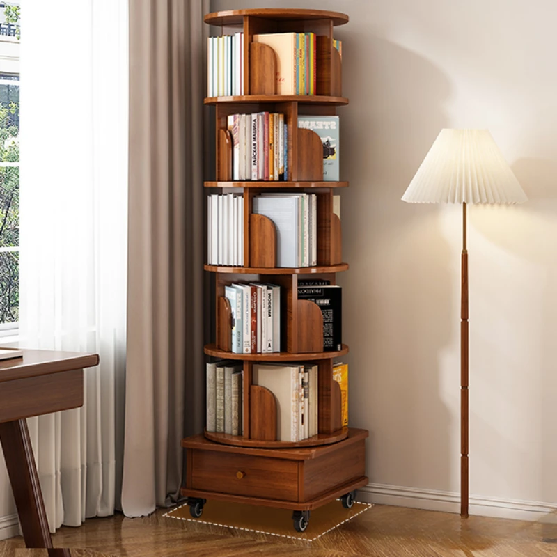 Industrial Circular Bookcases Corner Rotating Mobile Sideboards Small Bookshelf Kids Room Plant Shelves Estanteria Furniture