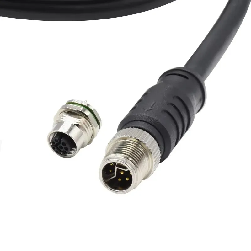 Custom M12 Connector Y Code Male Female Straight Right Angle CAT5 Cable Waterproof M12 Panel Mount Connector M12 Connector 8Pin