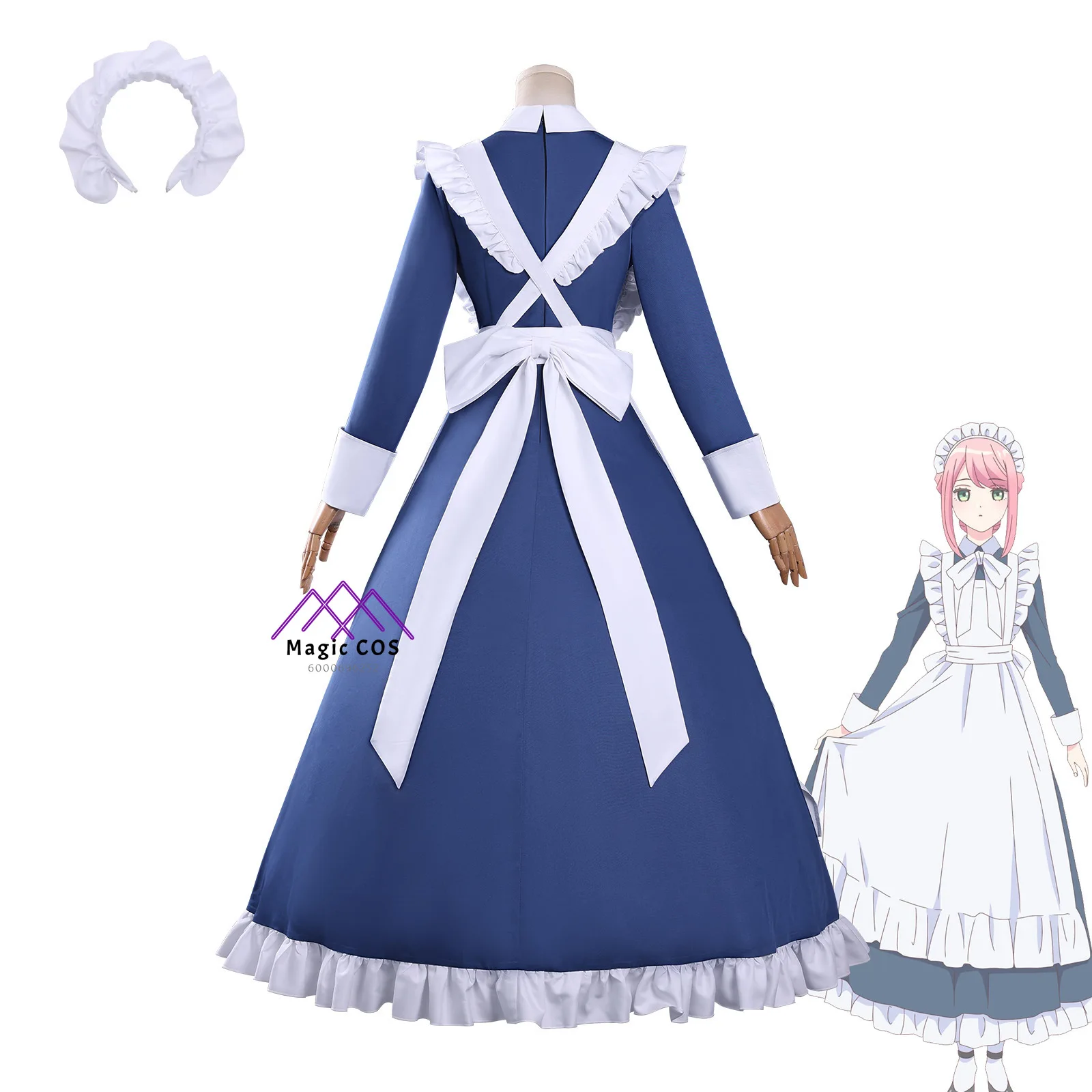 أزياء ماري الميكانيكية التأثيرية أنيمي ماري لعب الأدوار فستان خادمة أزرق وأبيض للنساء بدلات الحفلات الهزلية #2