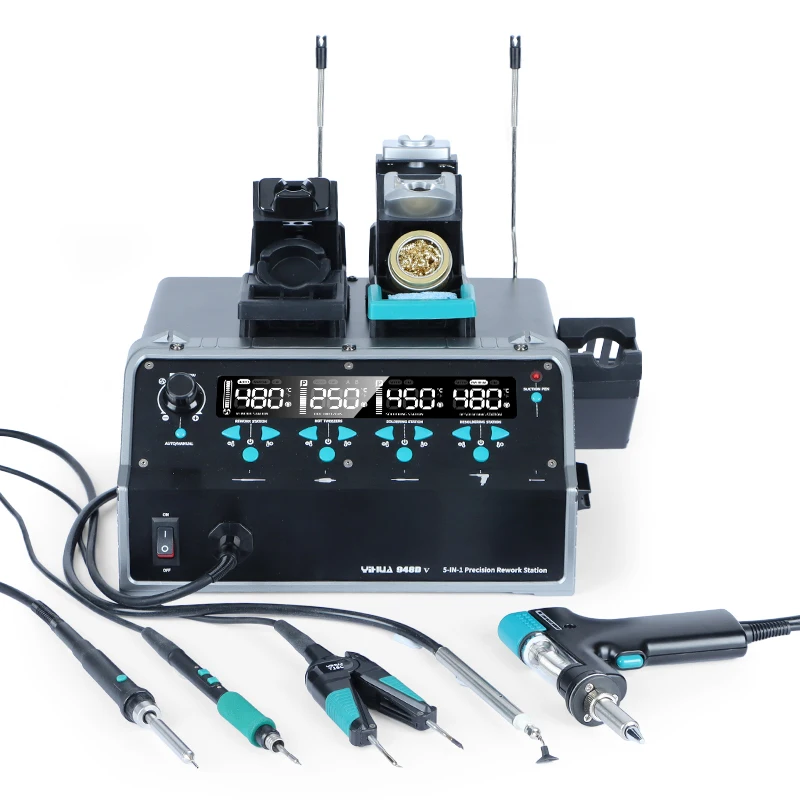 YIHUA 948D-V محطة إصلاح متعددة الوظائف |   480 ° ج الهواء الساخن |   450 ° C سبيكة لحام |   ملاقط مضادة للكهرباء الساكنة