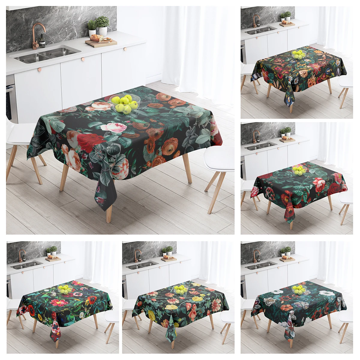 Home tablecloths dining decoration and rectangular table accessories waterproof cloth Anti-stain restaurant Nordic plant flower