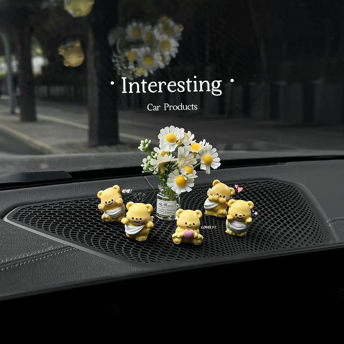 Bear car butter car center console ornament new car cartoon cute doll decorative accessories