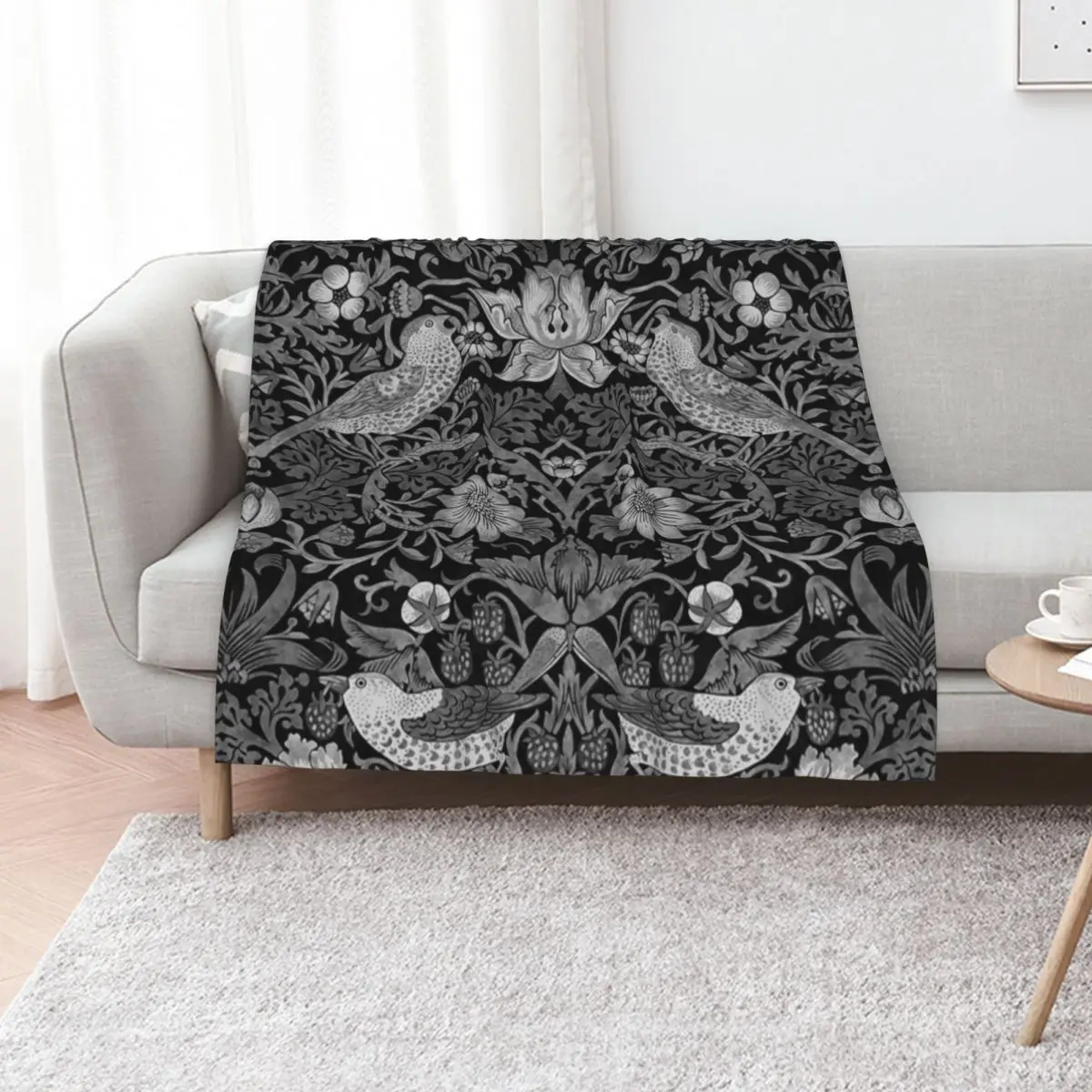 

William Morris- strawberry thief,grey, white,black Throw Blanket Soft Big cosplay anime Tourist Blankets