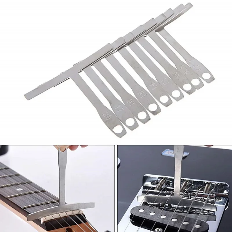 

9-Piece Wooden Electric Guitar Arc Ruler Set Universal Fretboard Measurement T-Shaped Repair Adjustment Tool