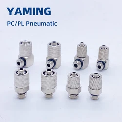 PC4-M5 M6 PC6 PL4 PL6 Pneumatic Fitting Quick Fast For Air Hose Connector Tube Nickel Plated Copper Perslucht Fittings