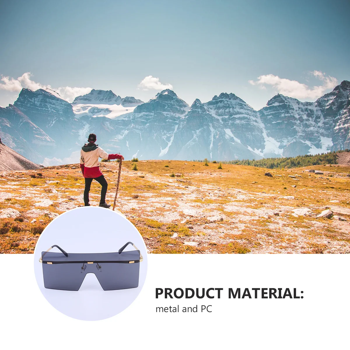 

Square Large Rimless Frame One-Piece Sunglasses America Style Durable Lightweight Chic Gift Outdoor Party Decor