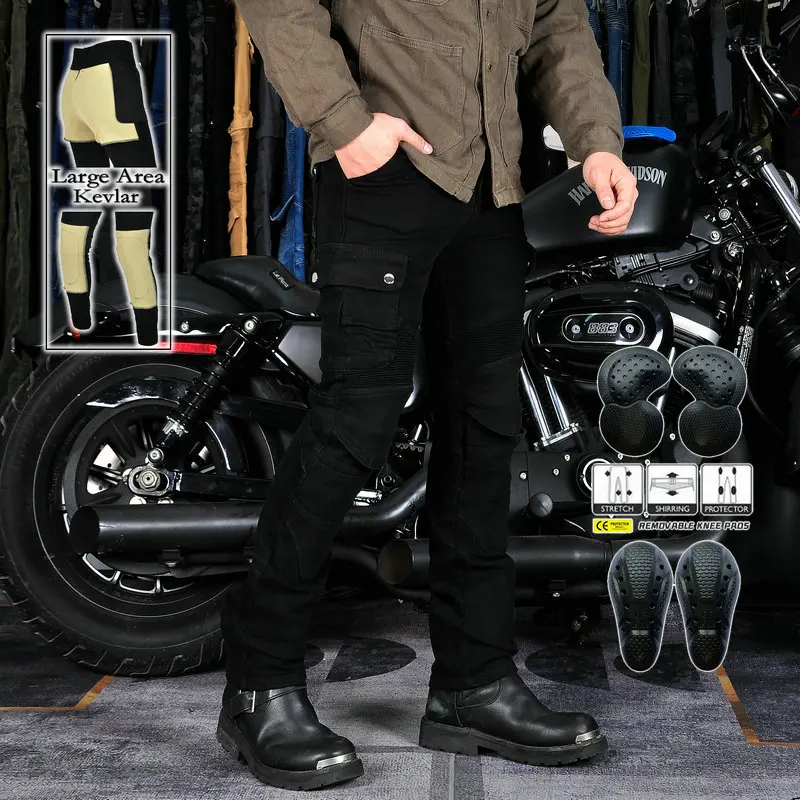 Moto Aramid protection motorcycle jeans Moto pants leisure riding trousers motocross Fireproof Kevlar On Hips and knees - Image 2