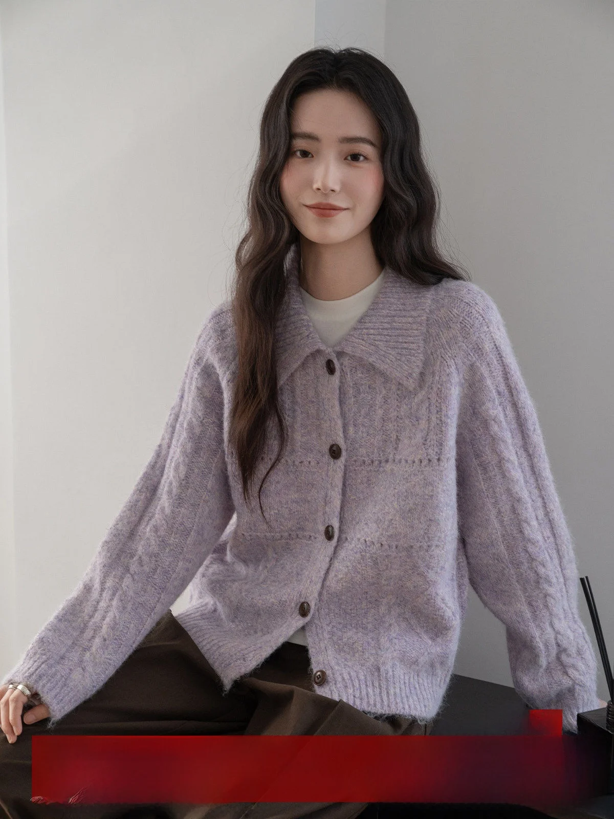 

Женский кардиган MoZa в корейском стиле, свободного кроя, вязаный, с открытыми плечами, фиолетовый, с отложным воротником, приталенный, маленький размер, верхняя одежда для осени и зимы