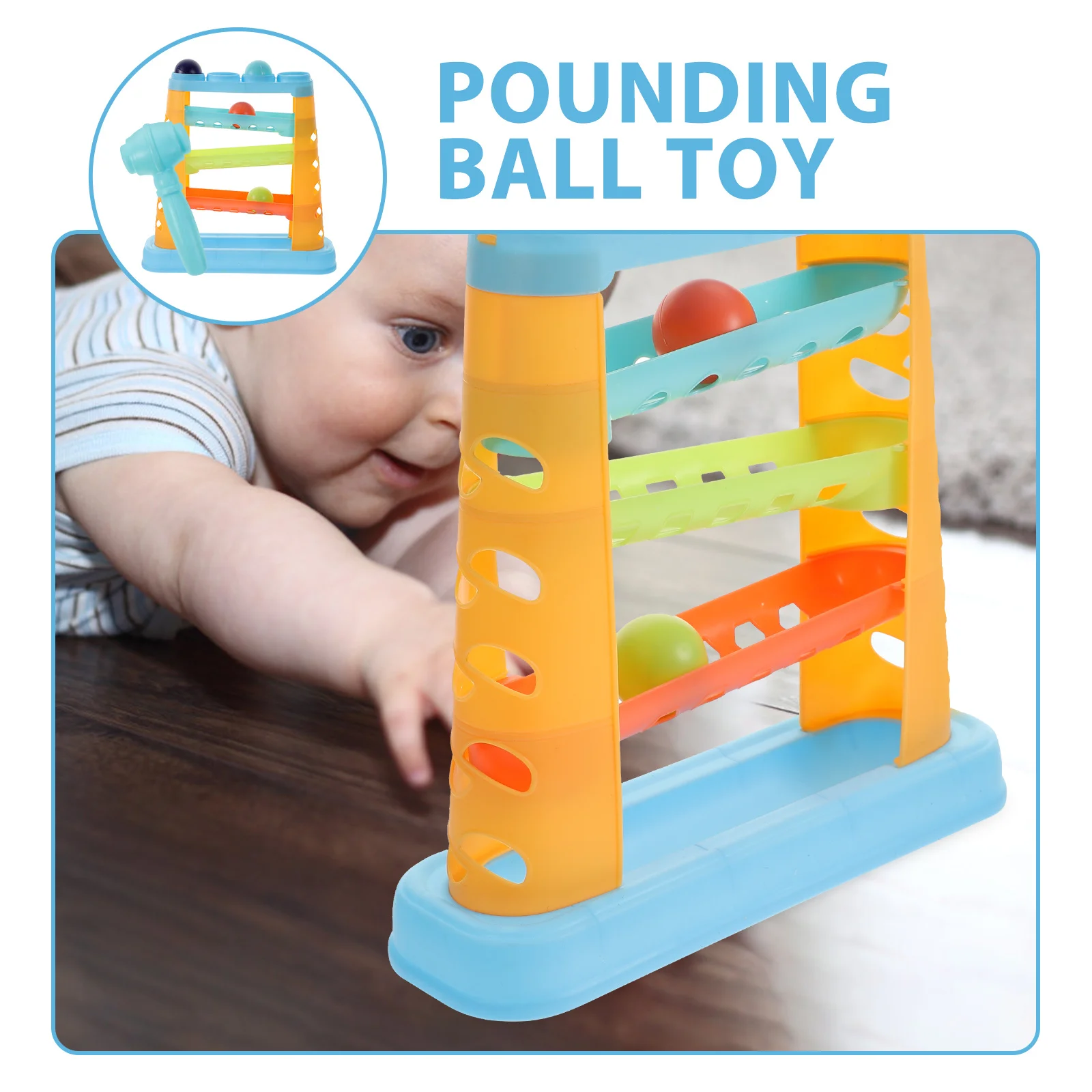 1 مجموعة الرضع المطرقة كرة مستديرة لعبة تدريب الضرب التعليمية للأطفال تطوير العضلات الملونة تصميم الكرة لعبة قطرة #6