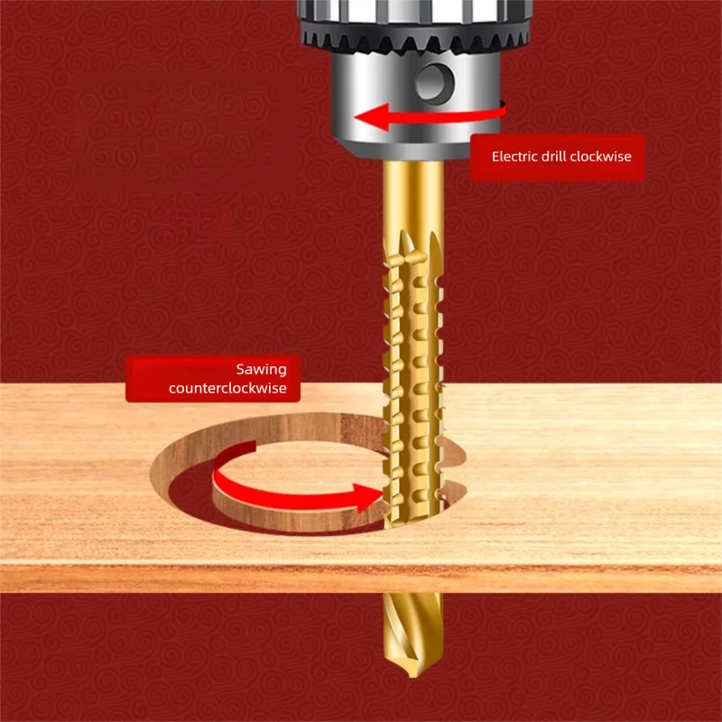 TG มัลติฟังก์ชั่นไทเทเนียมชุบเลื่อยเจาะบิต 3-13 มม. สําหรับงานไม้ที่มีการออกแบบขลุ่ยหยัก