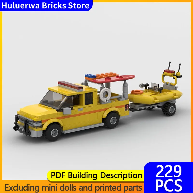 

Модель городской автомобиль MOC, строительные кирпичи, пляжные спасательные машины, модульная технология, детские праздничные подарки, сборные игрушки, костюм