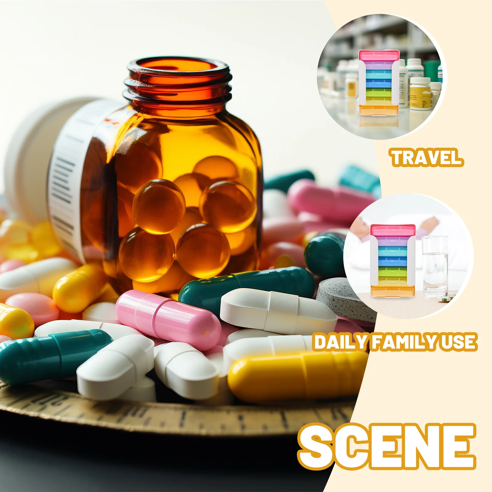 

1Set Travel Medicine Case Portable Cute Pills Organizer Weekly Storage Holder for Daily Medication Cute Organizer