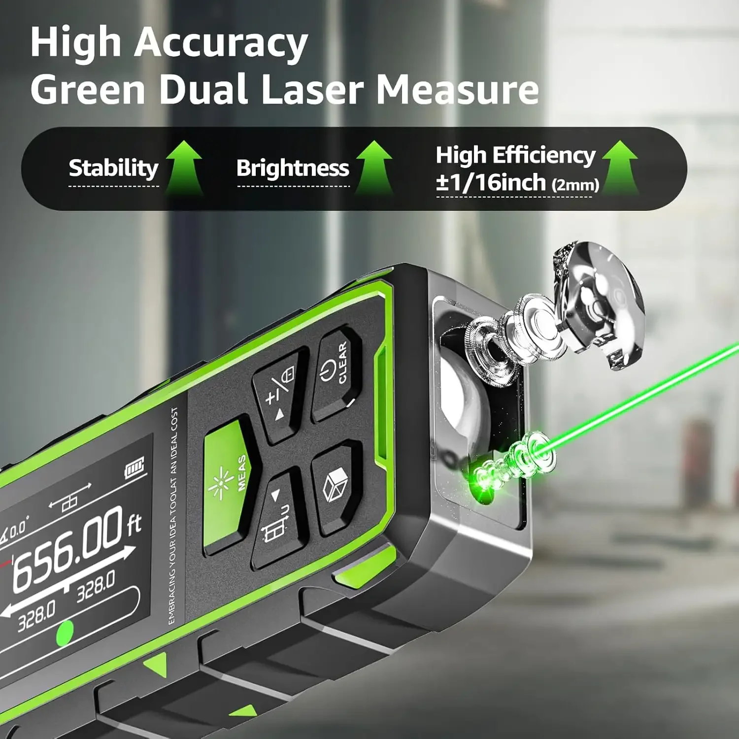 Huepar Li-ion Battery Tpye-c Charge BLM-100G  200m Digital Laser Level Distance Meter