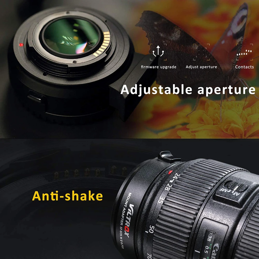 Viltrox EF-EOS M Lens Adapter Electronic Auto Focus for Canon EOS EF EF-S Lens to EOS M M2 M3 M5 M6 M10 M50 II M100 Camera