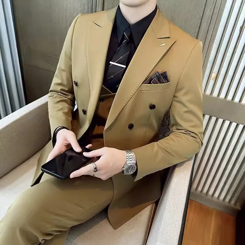 

B555-Korean style slim business professional formal attire with casual jacket groom wedding dress suit