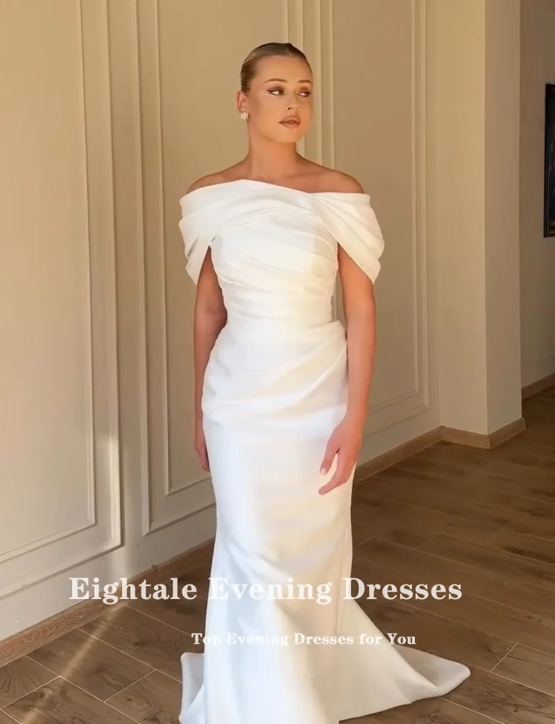 Eightale Arabic Wedding Dress Customized Ivory Strapless Bridal Gown Off Shoulder Muslim Mermaid Bride Party Dress