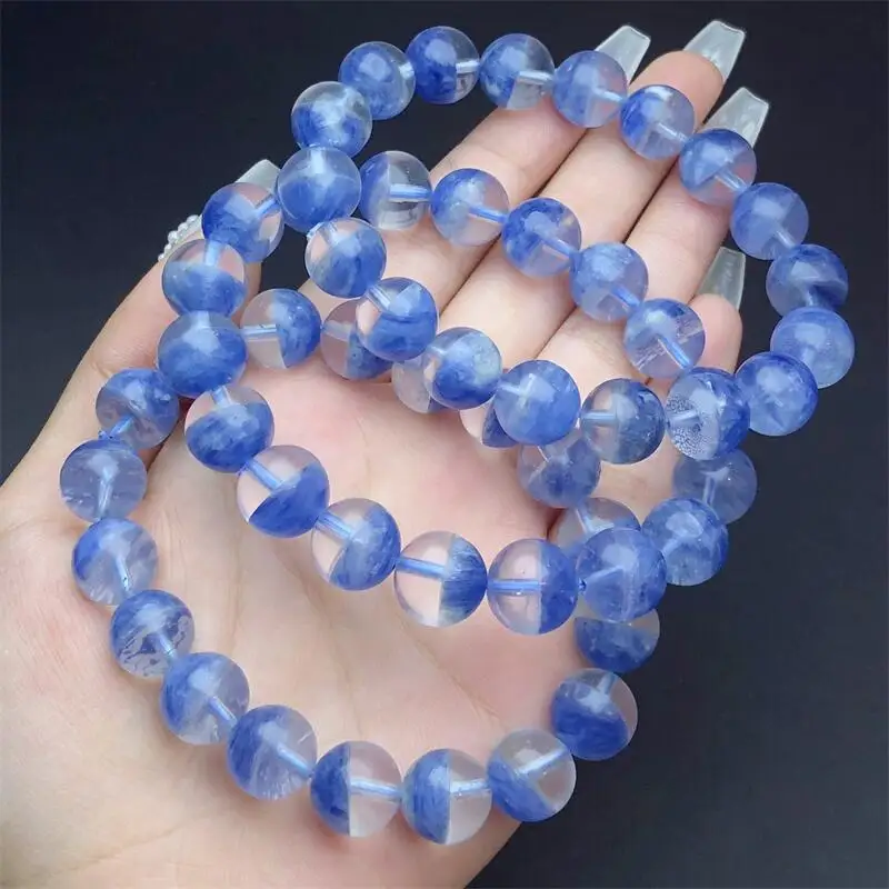 10MM Natural Kyanite Spliced Crystal Bead Bracelet Quartz Crystal Yoga Reiki Healing Stretch Bangles Female 1PCS